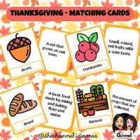 Vista previa - Juegos / Gamificación - THANKSGIVING - MATCHING CARDS (Vocabulary & Definitions) - Portada