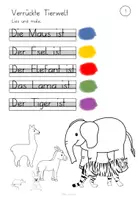 Vorschau - Arbeitsblätter - Verrückte Tierwelt- Lesen, malen, schreiben - differenziert - Seite 1