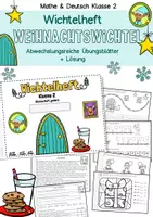 Vorschau - Unterrichtsreihen - Klasse 2, Mathe Deutsch, Wichtel Arbeitsblätter Weihnachten Selbstlernheft - Deckblatt
