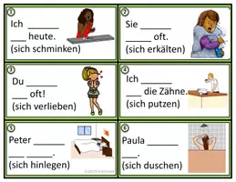 Vorschau - Stationenlernen - Reflexive Verben Aufgabenkarten: German Task Cards (DaF) - Deckblatt