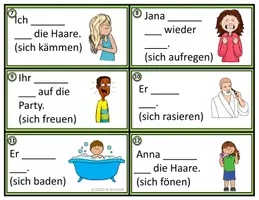 Vorschau - Stationenlernen - Reflexive Verben Aufgabenkarten: German Task Cards (DaF) - Seite 1
