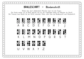 Vorschau - Arbeitsblätter - Brailleschrift - Blindenschrift - Deckblatt