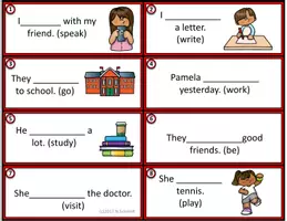 Vorschau - Stationenlernen - ENGLISH Task Cards: SIMPLE PAST TENSE : English Als Fremdsprache Aufgabenkarten - Deckblatt