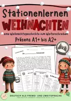 Vorschau - Stationenlernen - Weihnachtsgeschichte zum Weiterschreiben - DaF/DaZ Präsens - Deckblatt