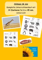 Vorschau - Stundenentwürfe - Komplette Unterrichtseinheit - Zootiere (Animaux de zoo) - Deckblatt