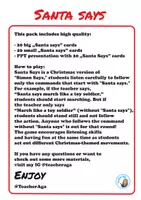 zapowiedź - "Santa says" 20 cards, ESL, Christmas game, ppt and pdf - strona 1