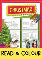 Vorschau - Arbeitsblätter - Christmas read and colour - 7 Bilder, 2-fach differenziert (Englisch) - Deckblatt