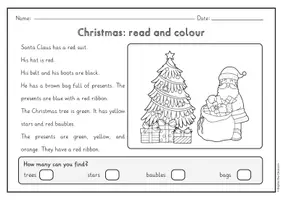 Vista previa - Hojas de trabajo - Christmas read and colour; 7 imágenes - 2 versiones diferenciadas (inglés) - página 3