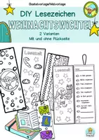 Vorschau - Stationenlernen - Lesezeichen Wichtel Weihnachten Bastelvorlage Malvorlage - Deckblatt