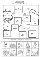 Vorschau - Arbeitsblätter - Lesen Schneiden Kleben Leseübung Winter, Klasse 1, DaZ, DaF Förderschule - Seite 2