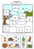 Vorschau - Arbeitsblätter - Lesen Schneiden Kleben Leseübung Winter, Klasse 1, DaZ, DaF Förderschule - Seite 1