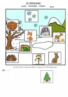 Vorschau - Arbeitsblätter - Lesen Schneiden Kleben Leseübung Winter, Klasse 1, DaZ, DaF Förderschule - Seite 3