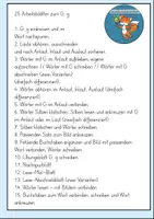 Vorschau - Unterrichtsreihen - Arbeitsblätter G, g Grundschrift Wochenplan Buchstabeneinführung - Seite 1
