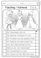 Vorschau - Arbeitsblätter - Hören – Lesen – Malen „Fasching / Karneval“ für den Anybook Pro - Seite 1