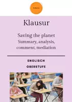 Vorschau - Klassenarbeiten - Klausur: Saving the planet (summary, analysis, comment, mediation) - Deckblatt