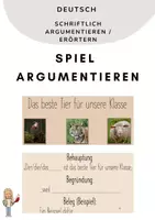 Vorschau - Spiele - Spiel: Argumentieren_Das beste Tier für unsere Klasse - Deckblatt