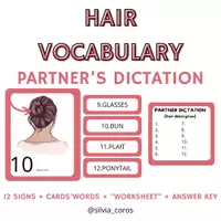 Vista previa - Tarjetas / Manipulativos - IG HAIR VOCABULARY PARTNER DICTATION - Portada