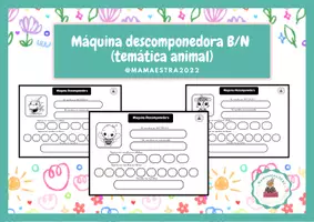 Vista previa - Hojas de trabajo - Máquina descomponedora B-N (temática animal) - Portada