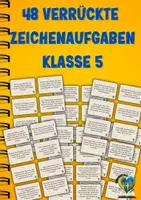 Vorschau - Aufgabenkarten - Kreativ-Chaos: Verrückte Zeichenaufgaben für Klasse 5 - Deckblatt