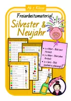 Vorschau - Spiele - Freiarbeitskarten SILVESTER & NEUJAHR - Deckblatt