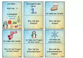 Vorschau - Spiele - Lesespiel Winter & Advent (in 2 Versionen) - Seite 1
