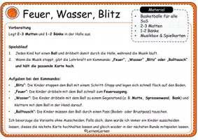 Vorschau - Bildkarten - Basketball dribbeln üben - Feuer, Wasser, Blitz - Seite 1