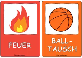 Vorschau - Bildkarten - Basketball dribbeln üben - Feuer, Wasser, Blitz - Seite 2