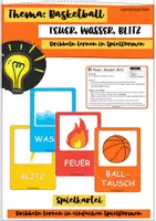 Vorschau - Bildkarten - Basketball dribbeln üben - Feuer, Wasser, Blitz - Deckblatt