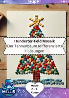 Vorschau - Arbeitsblätter - Hundertertafel Pixelbild Klasse 2/3: Tannenbaum - Deckblatt