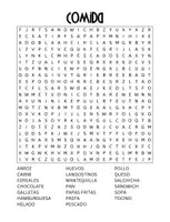 Vorschau - Spiele - Suchsel, Wortsuchrätsel Spanisch Español - Comida, Fruta y Verduras - Seite 1
