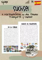 Vorschau - Spiele - Suchsel, Wortsuchrätsel Spanisch Español - Transporte y Ciudad - Deckblatt