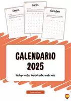 Vista previa - Refuerzo / NEE / Materiales de apoyo - Calendario 2025 en castellano (con fechas clave cada mes) - Portada