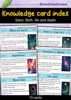 Vorschau - Bildkarten - Knowledge card index - Stars: birth, life and death | Astronomy (English) - Deckblatt