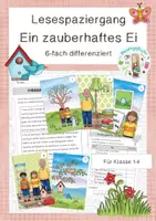Vorschau - Arbeitsblätter - Lesespaziergang (Frühling / Ostern): Ein zauberhaftes Ei (6-fach differenziert) - Deckblatt