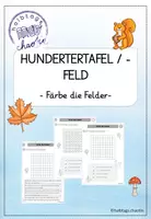 Vorschau - Arbeitsblätter - Hundertertafel/ -feld - Färbe die Felder - Deckblatt