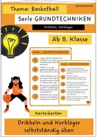Vorschau - Aufgabenkarten - Übungskartei - Grundtechniken Basketball - Deckblatt