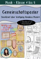 Vorschau - Arbeitsblätter - Steckbrief als Gemeinschaftsbild / kooperatives Poster über Wolfgang Amadeus Mozart - Deckblatt