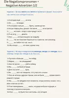 Vorschau - Arbeitsblätter - Die Negationspronomen + Negative Adverbien Russisch - Deckblatt