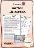 Vorschau - Fördermaterial/Inklusion - Differenzierter Lesetext zum Rentier - Deckblatt