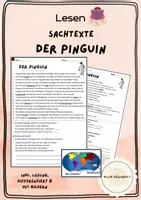 Vorschau - Fördermaterial/Inklusion - Differenzierter Lesetext zum Pinguin - Deckblatt