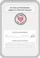 Vorschau - Arbeitsblätter - Abschreibtext - ein Text zum Nachdenken - Kappe im Unterricht - Deckblatt