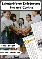 Vorschau - Merkblätter - Schuluniformen: Pro und Contra Erörterung – Texte und Meinungsfragen - Deckblatt