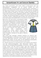 Vorschau - Merkblätter - Schuluniformen: Pro und Contra Erörterung – Texte und Meinungsfragen - Seite 1