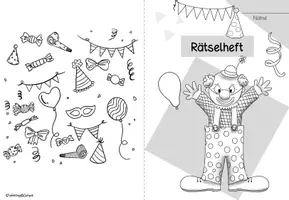 Vorschau - Stationenlernen - Fasching Karneval Rätselheft | Knobelaufgaben Grundschule Klasse 1-4 - Seite 1