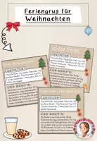 Vorschau - Mal- und Bastelvorlagen - Weihnachtsgruß Keksrezept | Feriengruß Weihnachten - Deckblatt