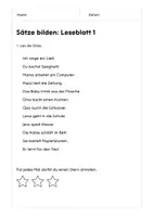 Vorschau - Arbeitsblätter - Sätze Bilden Übungen: Leseblätter & Verbinden - Seite 1