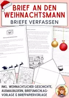 Vorschau - Arbeitsblätter - Brief an den Weihnachtsmann / Briefe verfassen / Weihnachtsstunde - Deckblatt