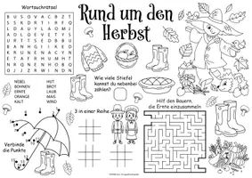Vorschau - Mal- und Bastelvorlagen - Materialpaket - Ausmalbilder Herbst - Spiel- & Rätselmatten "Herbst" | Aufgaben für Schnelle | Ich bin fertig Aufgaben | Lückenfüller - Seite 2