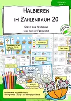 Vorschau - Stationenlernen - Halbieren im Zahlenraum 20 – Lernspiel | Klasse 1 - Deckblatt
