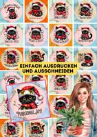 Vorschau - Mal- und Bastelvorlagen - English Quotes Black Christmas Cats Weihnachtsgrüße Sprüche - Seite 1